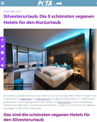 PETA - Silvesterurlaub: Die 5 schönsten veganen Hotels für den Kurzurlaub